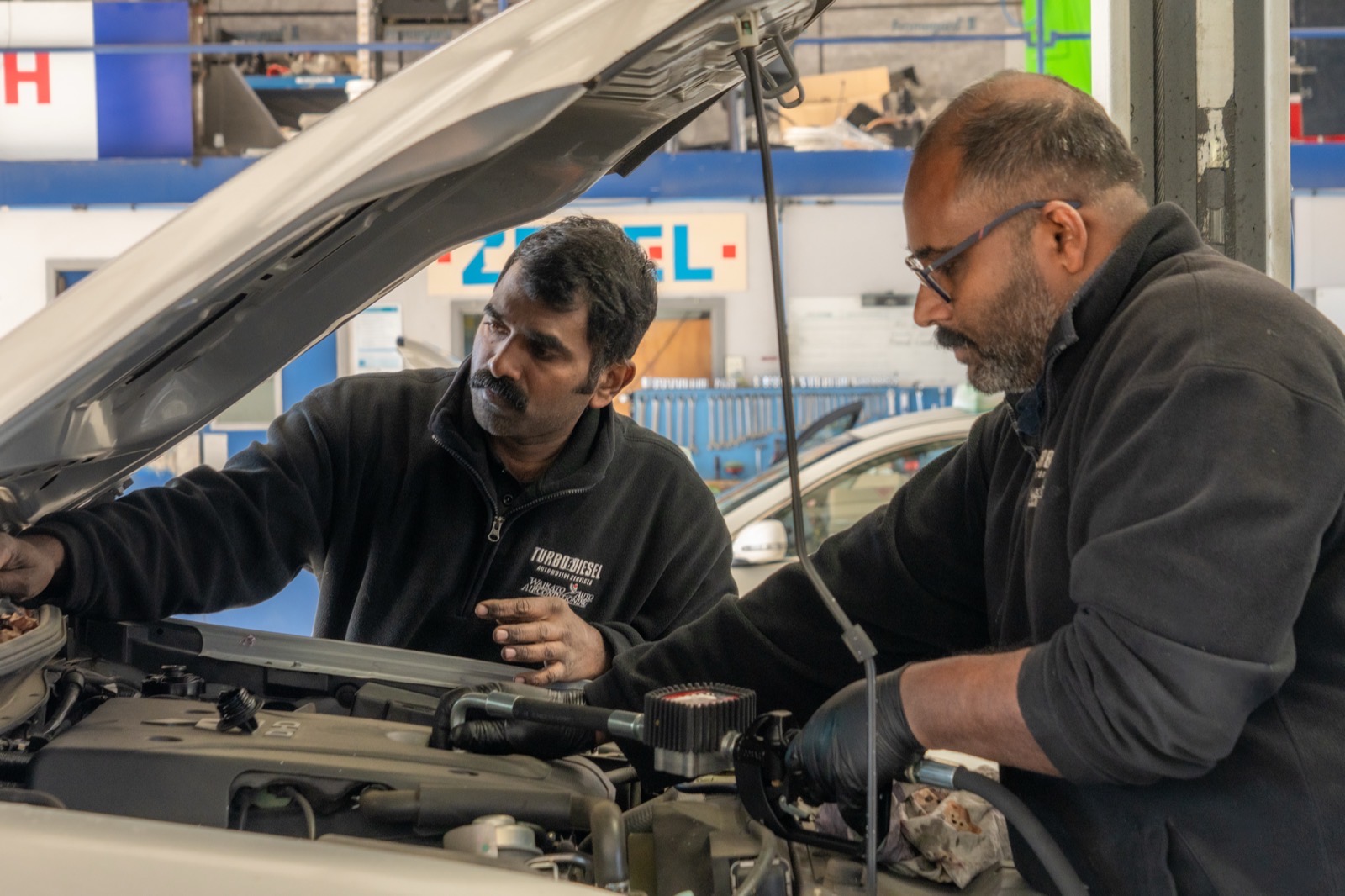 Inside the Turbo & Diesel workshop on Kahikatea Drive, Frankton, where Mitsubishi vehicles are serviced.