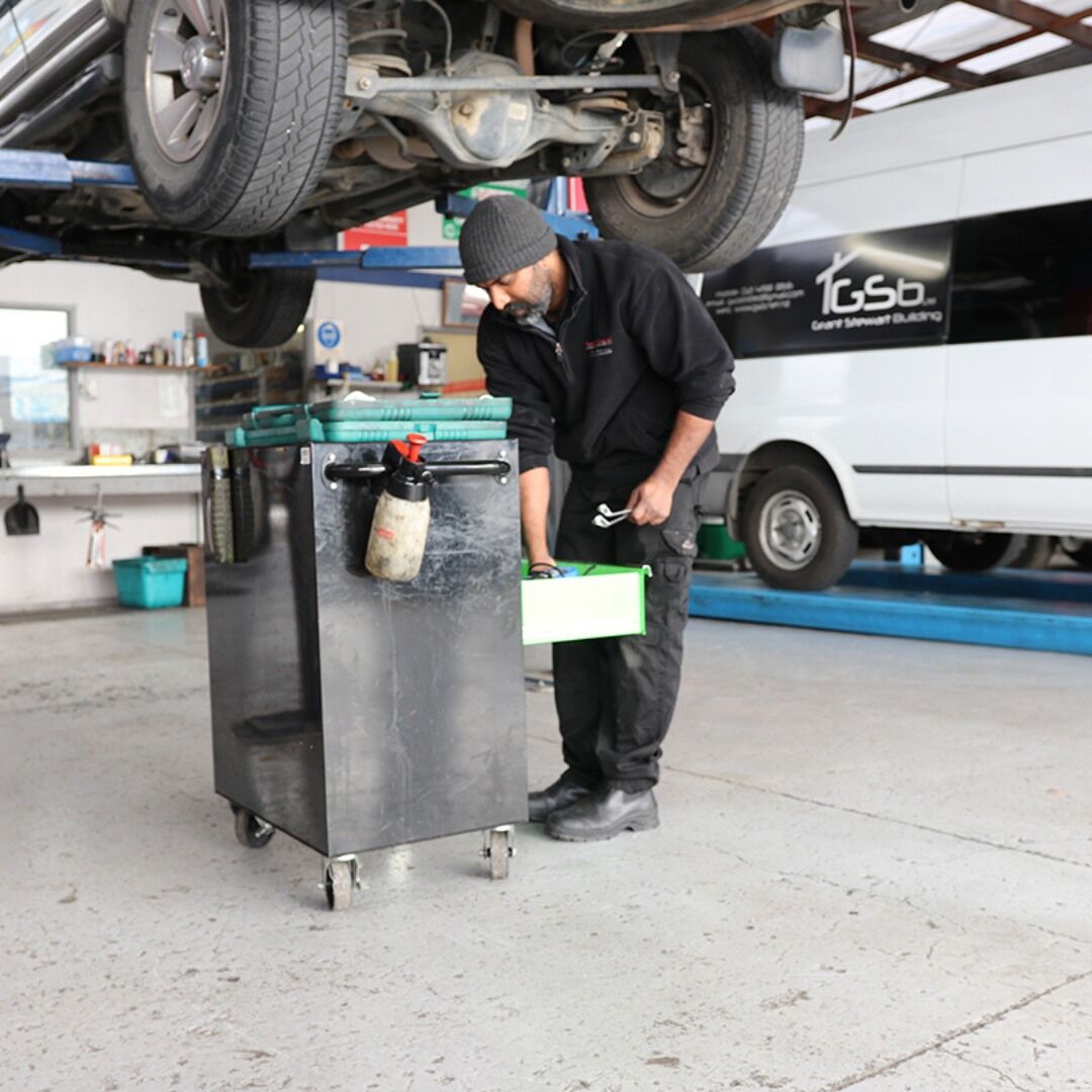 Light commercial vehicle being checked at the Turbo & Diesel workshop on Kahikatea Drive.